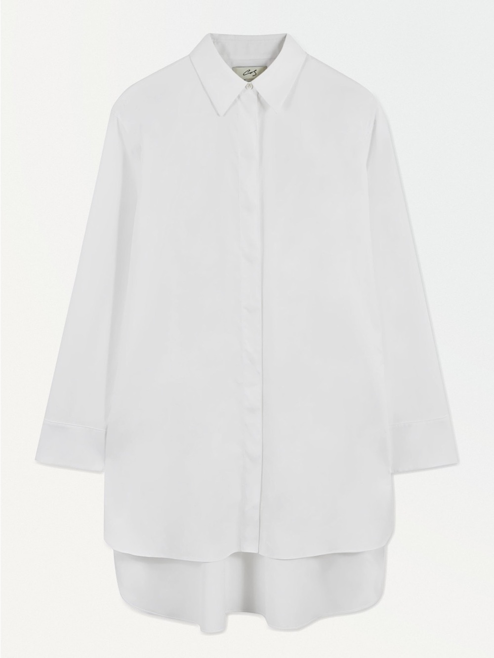 COS atelier The minimal silk blend shirt dress in white
